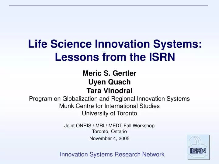 life science innovation systems lessons from the isrn
