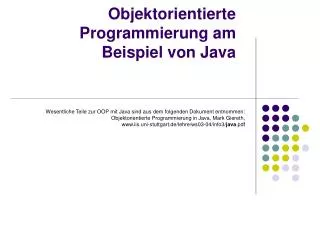 Objektorientierte Programmierung am Beispiel von Java