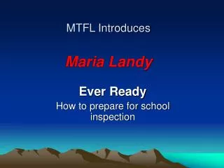 MTFL Introduces Maria Landy
