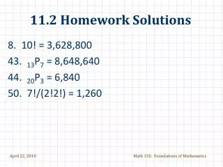 11.2 Homework Solutions