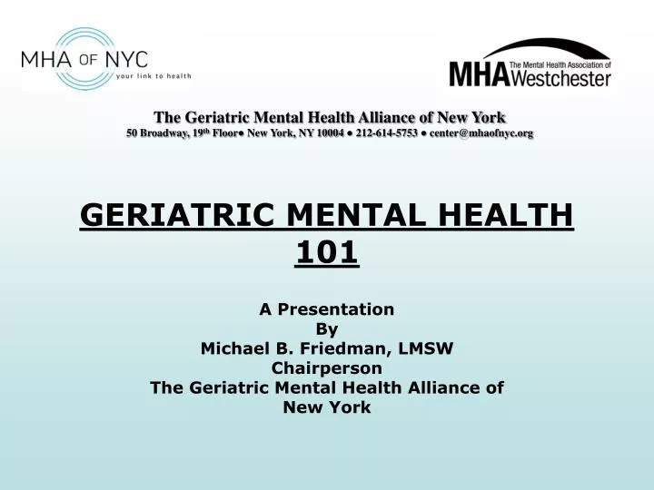 geriatric mental health 101