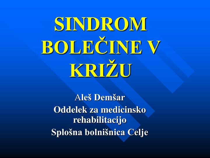 sindrom bole ine v kri u