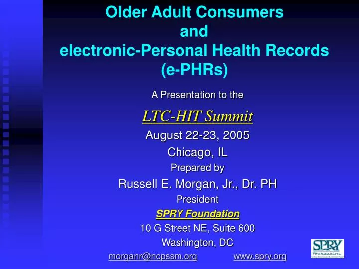 older adult consumers and electronic personal health records e phrs