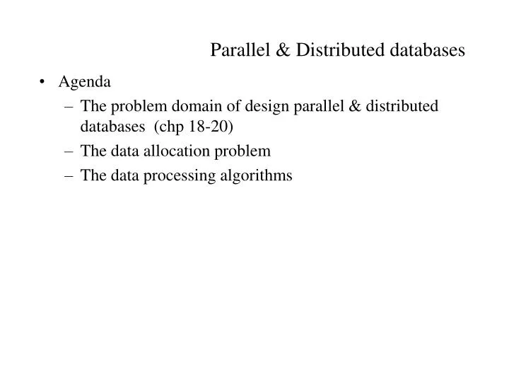 parallel distributed databases