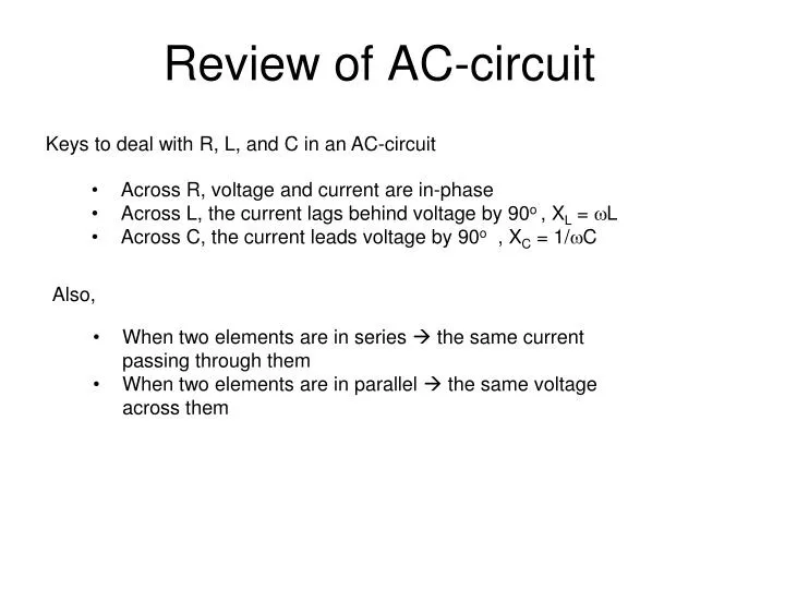 review of ac circuit