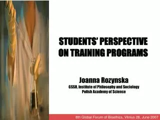 STUDENTS’ PERSPECTIVE ON TRAINING PROGRAMS