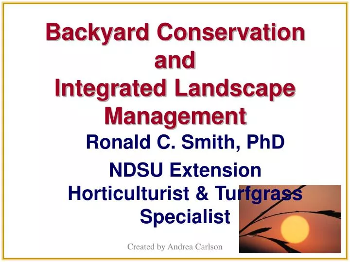 backyard conservation and integrated landscape management