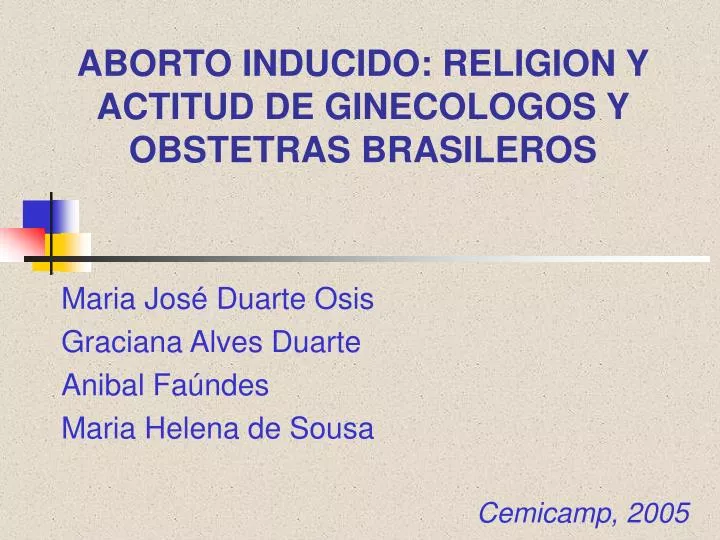 aborto inducido religion y actitud de ginecologos y obstetras brasileros