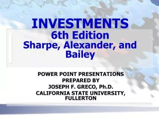 INVESTMENTS 6th Edition Sharpe, Alexander, and Bailey