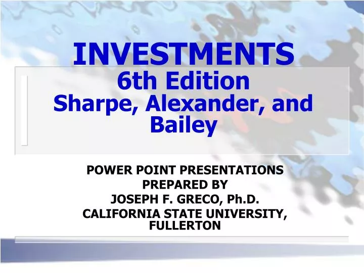 investments 6th edition sharpe alexander and bailey