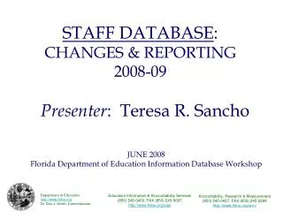 STAFF DATABASE : CHANGES &amp; REPORTING 2008-09