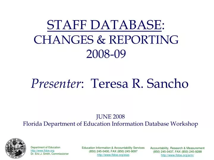 staff database changes reporting 2008 09
