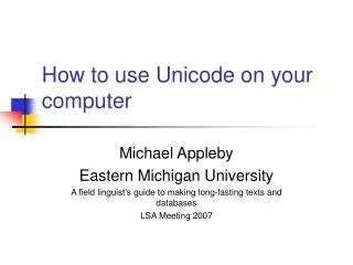 How to use Unicode on your computer
