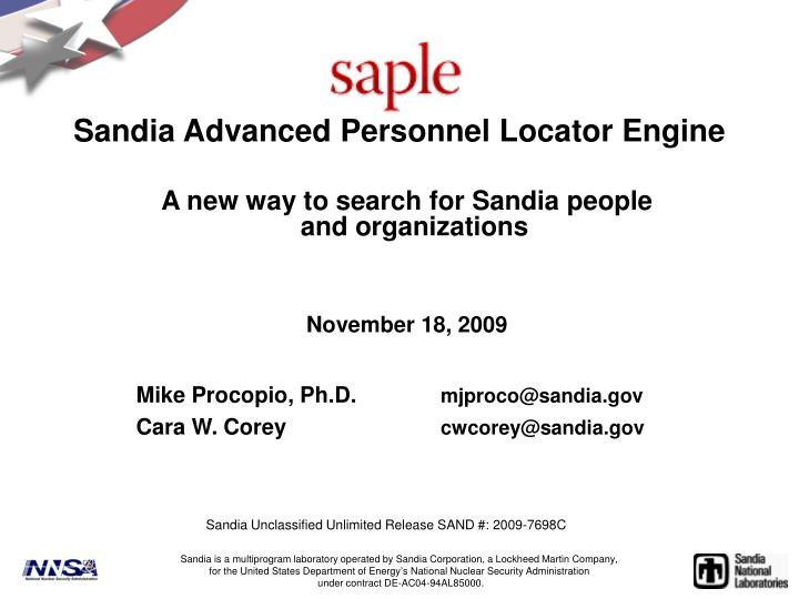 sandia advanced personnel locator engine