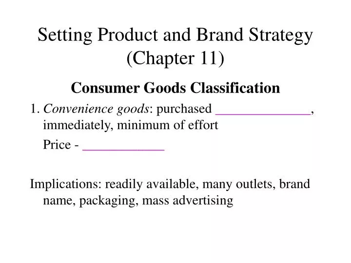 setting product and brand strategy chapter 11