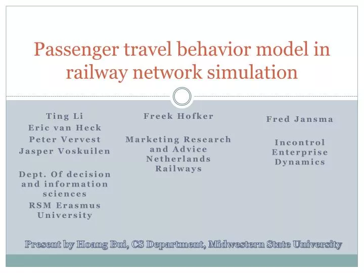 passenger travel behavior model in railway network simulation