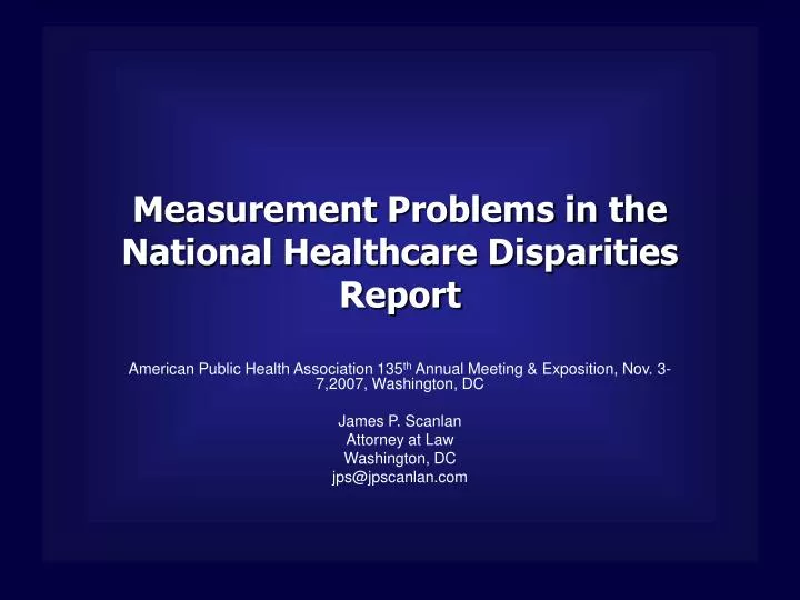 measurement problems in the national healthcare disparities report