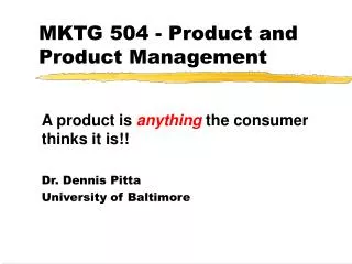 MKTG 504 - Product and Product Management