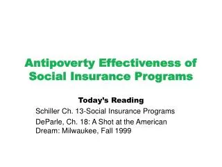 Antipoverty Effectiveness of Social Insurance Programs