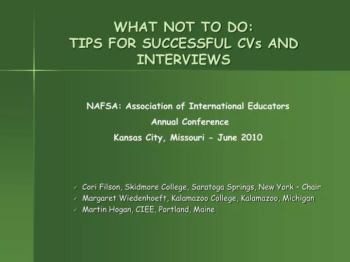 what not to do tips for successful cvs and interviews