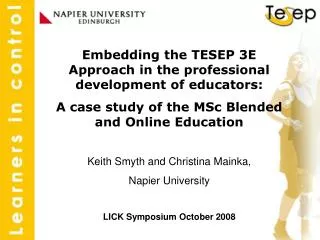 Embedding the TESEP 3E Approach in the professional development of educators: A case study of the MSc Blended and Online