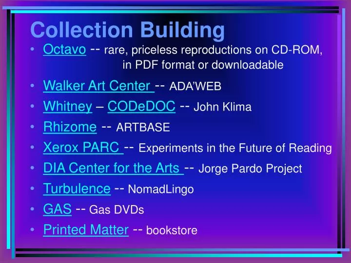 collection building