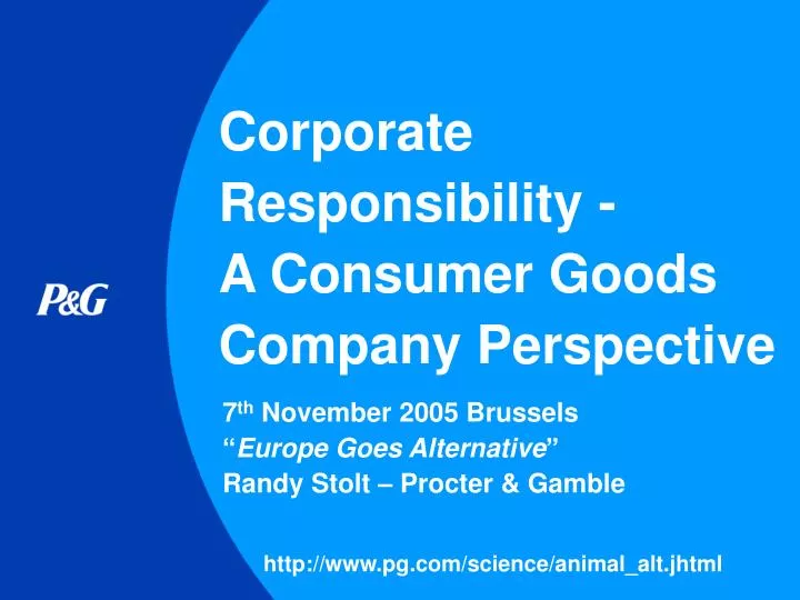 corporate responsibility a consumer goods company perspective