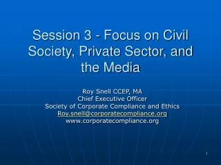 Session 3 - Focus on Civil Society, Private Sector, and the Media