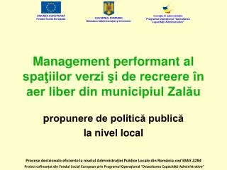 Management performant al spaţiilor verzi şi de recreere în aer liber din municipiul Zalău