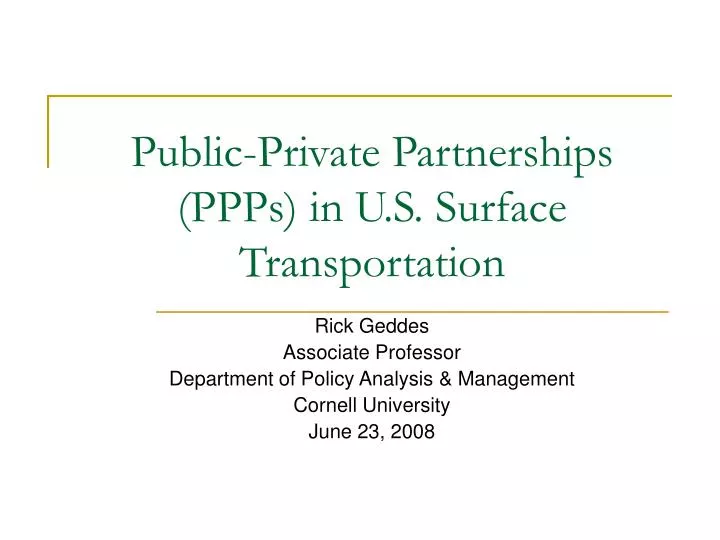 public private partnerships ppps in u s surface transportation