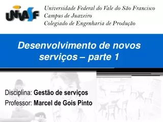 Desenvolvimento de novos serviços – parte 1