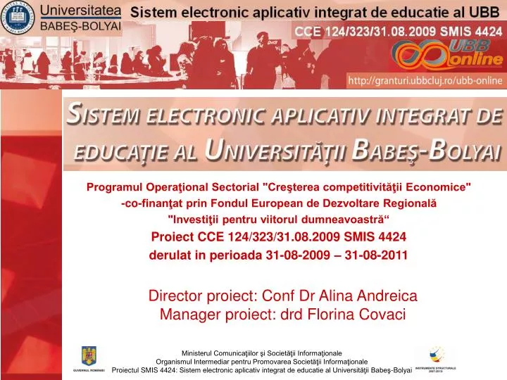 director proiect conf dr alina andreica manager proiect drd florina covaci
