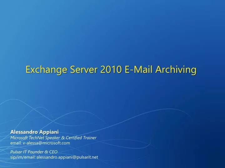 exchange server 2010 e mail archiving
