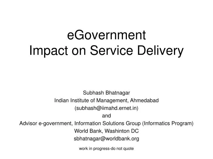 egovernment impact on service delivery