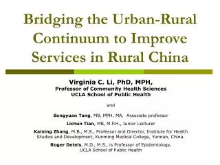 Bridging the Urban-Rural Continuum to Improve Services in Rural China