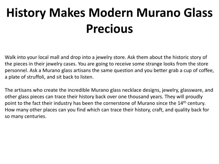 history makes modern murano glass precious