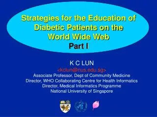 Strategies for the Education of Diabetic Patients on the World Wide Web Part I