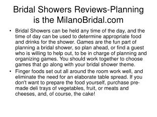 Bridal Showers Reviews-Planning is the MilanoBridal.com