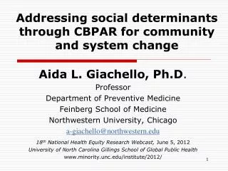 Addressing social determinants through CBPAR for community and system change