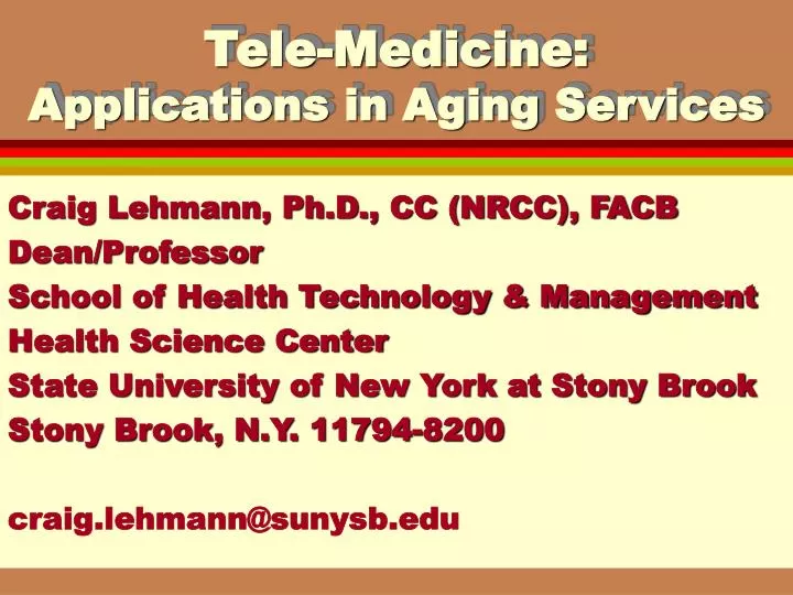 tele medicine applications in aging services