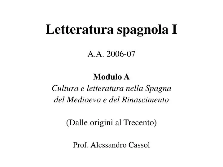 letteratura spagnola i