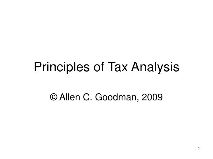principles of tax analysis