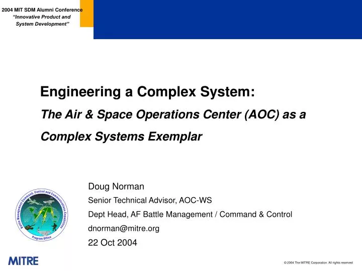 engineering a complex system the air space operations center aoc as a complex systems exemplar