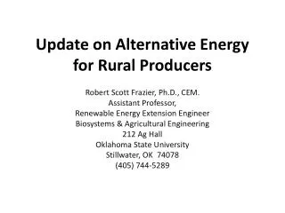 Update on Alternative Energy for Rural Producers