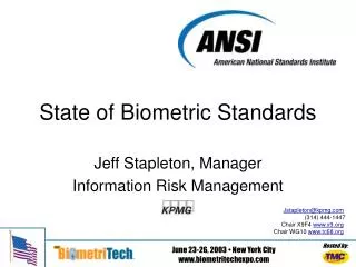State of Biometric Standards