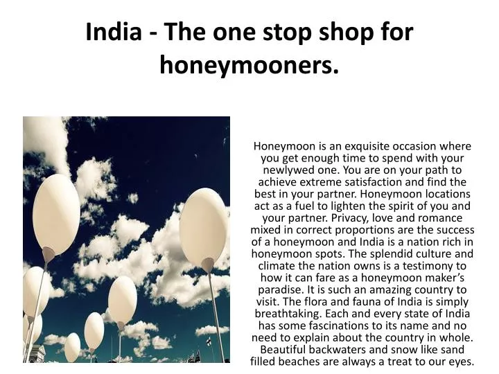 india the one stop shop for honeymooners
