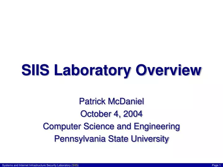 siis laboratory overview