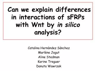 Can we explain differences in interactions of sFRPs with Wnt by in silico analysis?