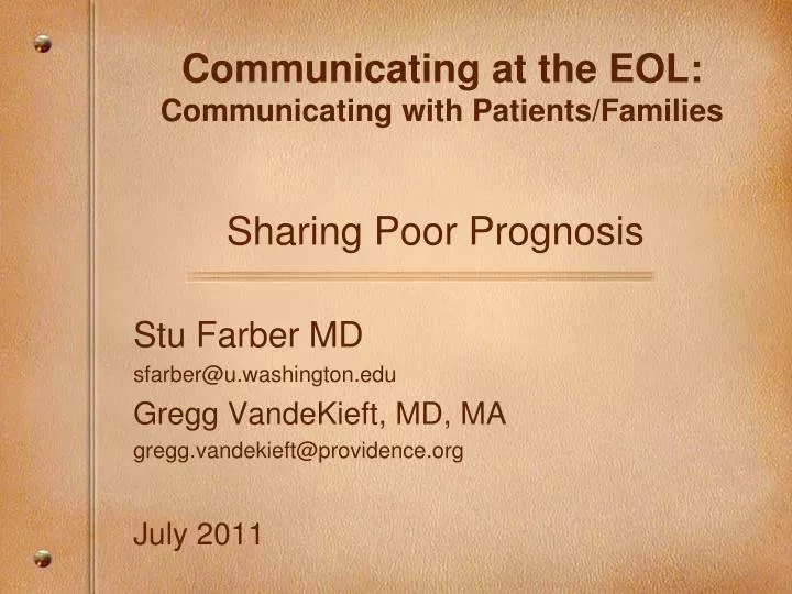 communicating at the eol communicating with patients families