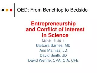 OED: From Benchtop to Bedside